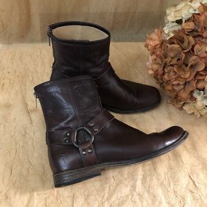 Frye Phillip harness brown leather boot cut SZ 9.5